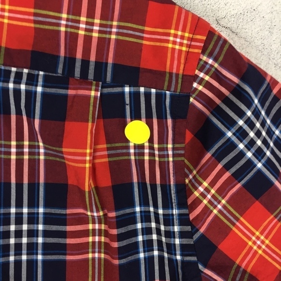 Logan Hill Button Down Plaid Shirt Medium 100% Cotton Short Sleeve - Picture 8 of 12